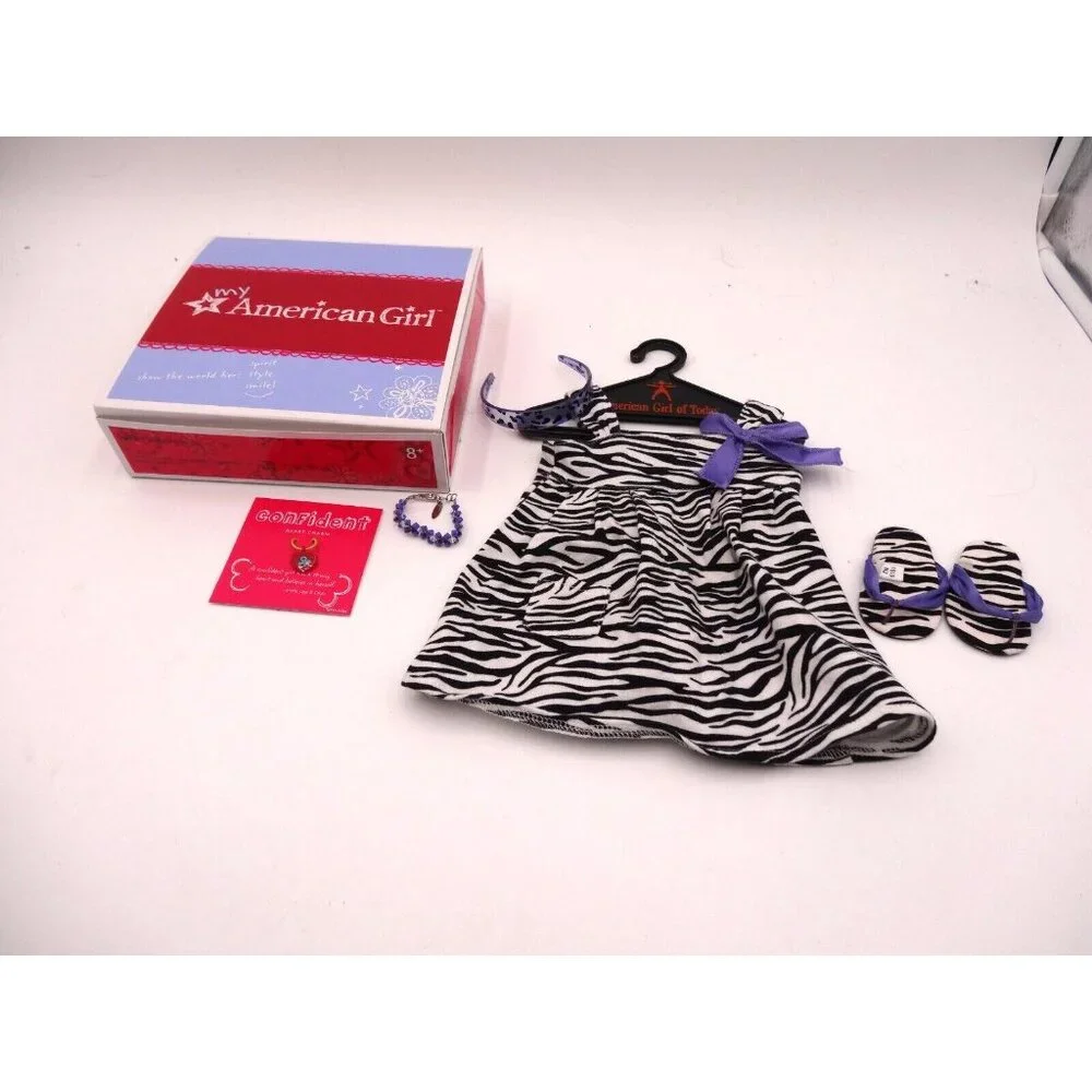 American Girl SAFARI SUNDRESS RETIRED NEW In Box Dress Charm Hanger Sandals Head